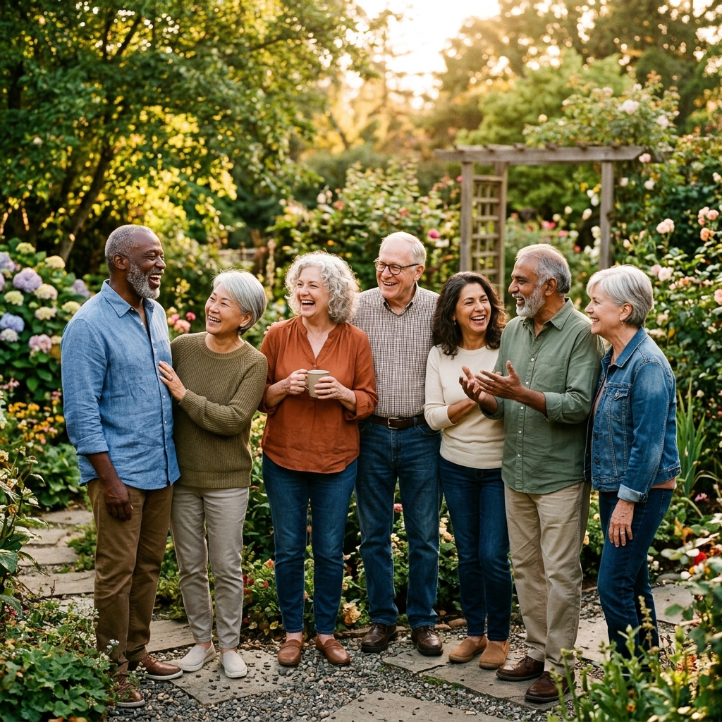 Happy, healthy older adults enjoying life
